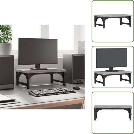 Supporto per computer - vidaXL Supporto per Monitor Grigio Sonoma 37x23x14cm Legno Multistrato - Supporto per monitor in legno