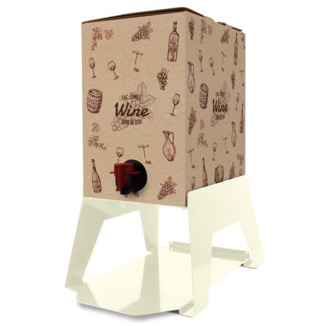Supporto per Contenitore Vino 15 cm Bag 5L con Vassoio in Ferro Alluminato Lisa Luxury Bacco Panna
