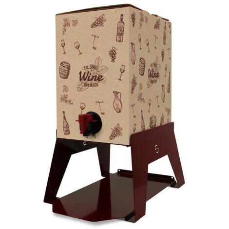 Supporto per Contenitore Vino 15 cm Bag 5L con Vassoio in Ferro Alluminato Lisa Luxury Bacco Rosso