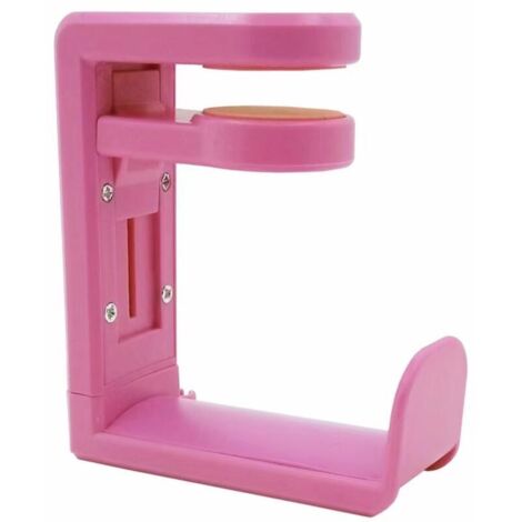 Supporto per cuffie, supporto per cuffie regolabile con rotazione a 360° con clip per cavi per tavolo e scaffale, rosa