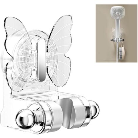 Supporto per doccia con ventosa monoblocco KZQ, supporto per soffione doccia, supporto per doccia portatile, montaggio a parete, forma creativa a farfalla, non richiede fori.