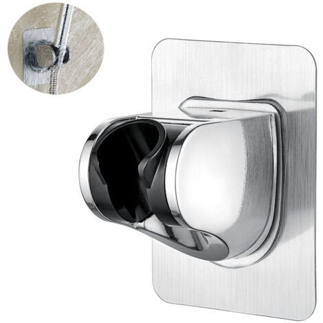 Supporto per doccia senza foratura con adesivo 3M - Supporto universale per soffione doccia regolabile (45°) per soffioni doccia da bagno, cromato