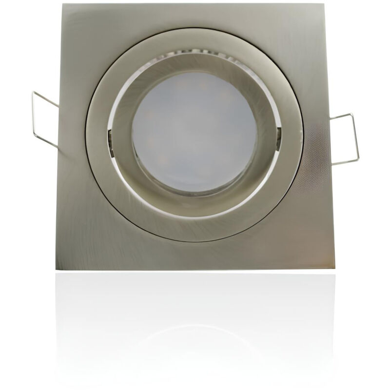 Image of Leclubled - Supporto per faretto da incasso quadrato orientabile spazzolato Senza presa - Alluminio satinato - Alluminio satinato