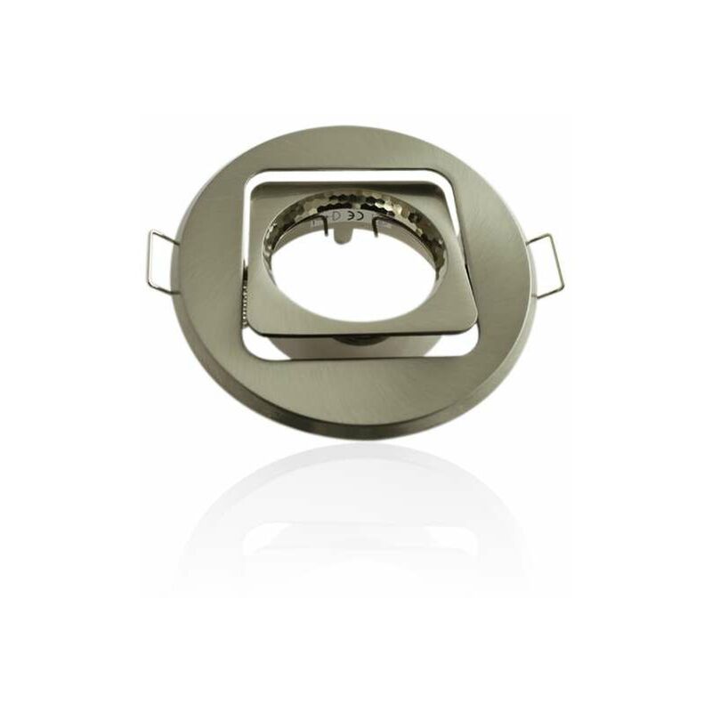Image of Supporto per faretto da incasso tondo orientabile in alluminio spazzolato MR16 - Alluminio satinato - Alluminio satinato