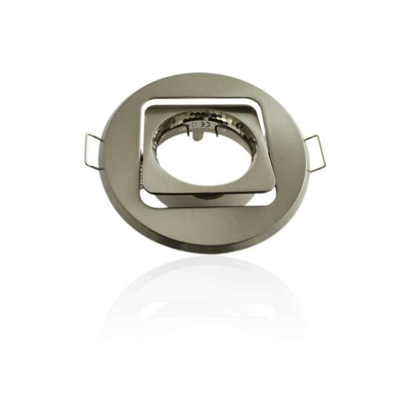 Image of Leclubled - Supporto per faretto da incasso tondo orientabile in alluminio spazzolato Senza presa - Alluminio satinato - Alluminio satinato