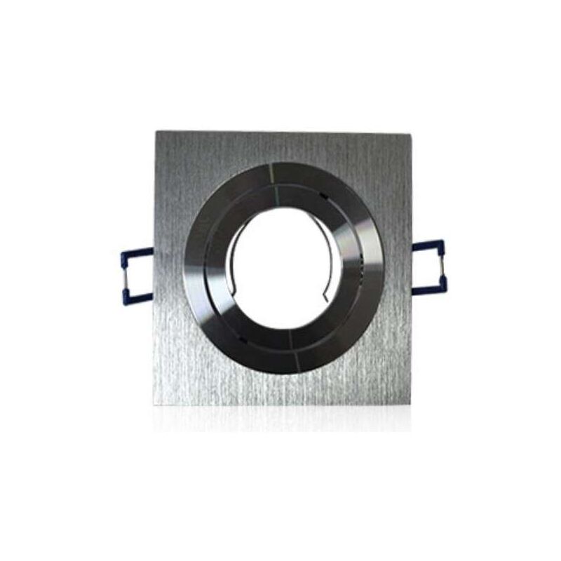 Image of Supporto per faretto quadrato orientabile in alluminio da incasso Senza presa - Alluminio lucido - Alluminio lucido