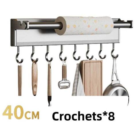 Supporto per gancio da cucina, grigio scuro, ganci rimovibili e staccabili, non richiede foratura, 50 cm