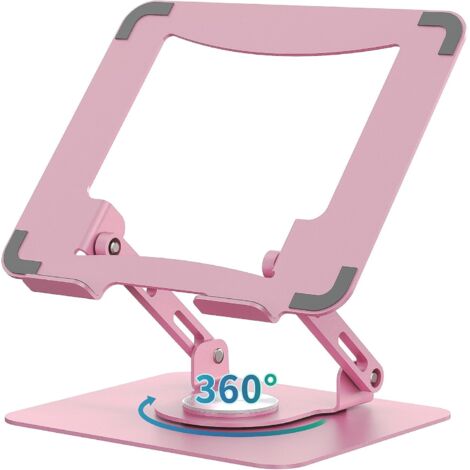 Supporto per laptop con base girevole a 360°, supporto ergonomico per computer da scrivania, regolabile in altezza, multi-angolo, pieghevole, con struttura in metallo stabile, compatibile con laptop d