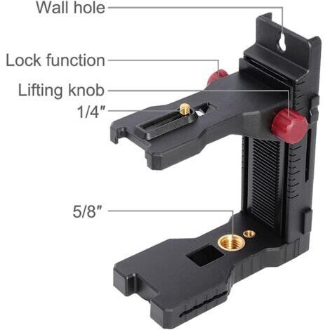 Supporto per laser - Staffa di regolazione fine per laser a reticolo con clip regolabile, base girevole magnetica multifunzionale, con filettatura maschio da 1/4" e femmina da 5/8", regolabile a 360°