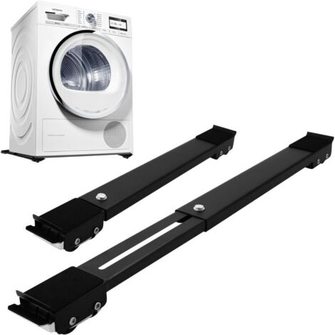 Supporto per lavatrice con 24 ruote, base regolabile da 45 cm a 70 cm per lavatrice, asciugatrice e frigorifero - Nero