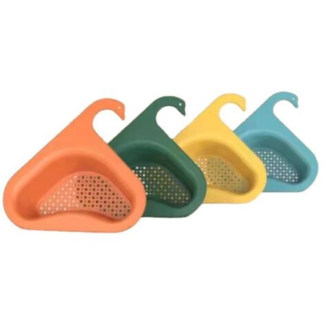 Supporto per lavello triangolare ispessito, cestello per lavello a forma di cigno, scolapiatti da cucina per frutta, verdura, rifiuti, avanzi (verde + giallo  verde + arancione) quattro confezioni