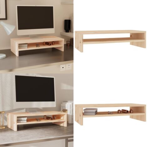 Supporto per Monitor 50x24x13 cm in Legno Massello di Pino - Supporto per monitor - Monitor in alto