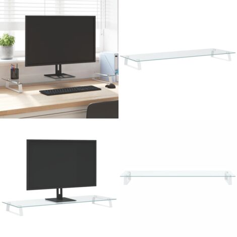 Supporto per Monitor Bianco 100x35x8cm Vetro Temperato Metallo - Supporto per monitor - Monitor supporto