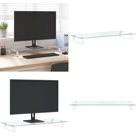 Supporto per Monitor Bianco 80x35x8cm Vetro Temperato e Metallo - Supporto per monitor - Monitor supporto