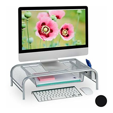 Supporto per monitor PC in rete metallica con cassetto organizer da scrivania in rete per sollevare 5,4 pollici 