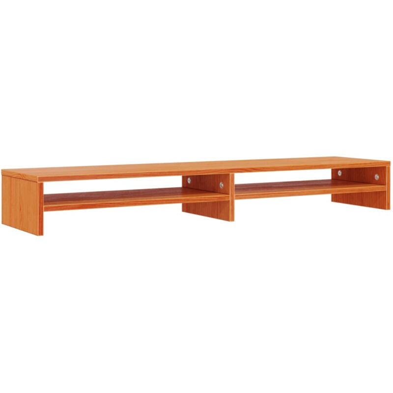 Supporto per monitor color miele 100 x 24 x 13 cm legno massello di pino marrone 020029221