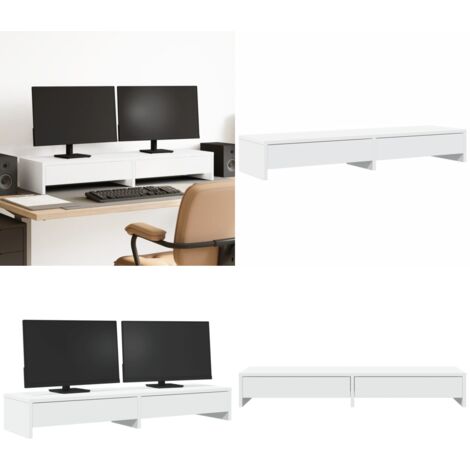 Supporto per Monitor con Cassetti Bianco 100x27x15 cm in Legno Agglomerato - Cassetti - Monitor