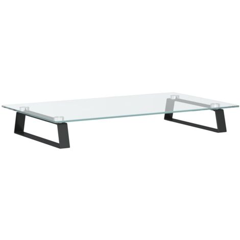 Supporto per monitor da tavolo mobile da scrivania 60 x 35 x 8 cm vetro temperato e metallo nero 020044899