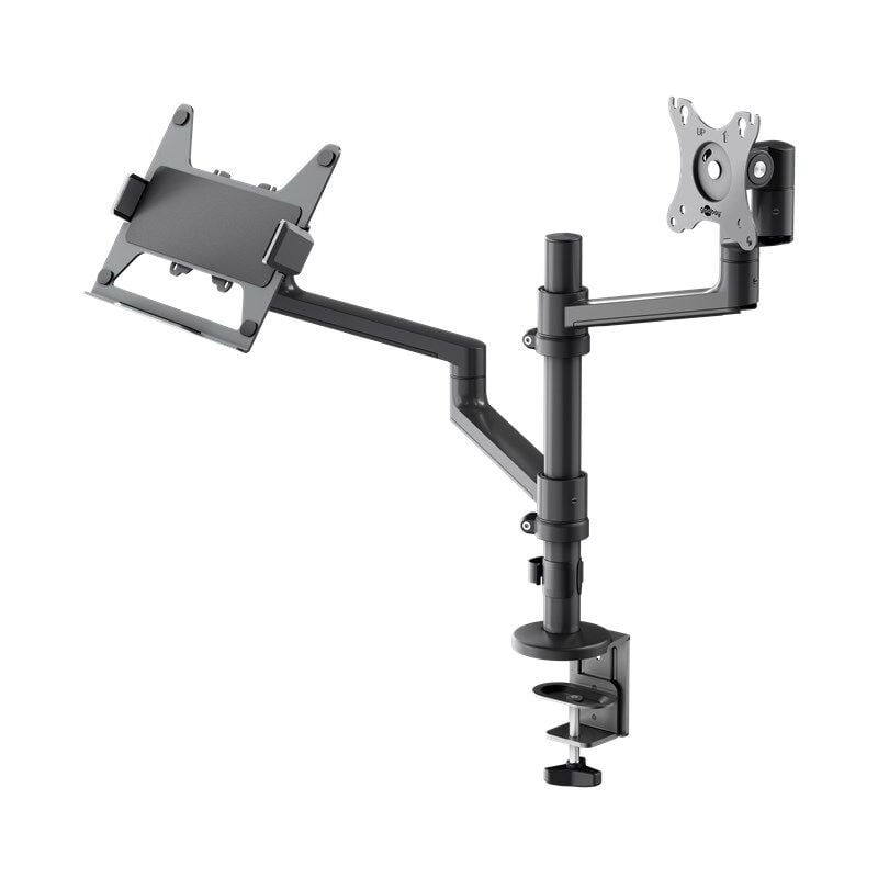 Image of Supporto per monitor Deluxe con braccio per laptop, nero, workstation per monitor da 17 a 32 pollici (43 - 81 cm) più un laptop, monitor max. 8