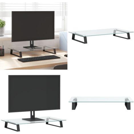 Supporto per Monitor Nero 60x35x8cm Vetro Temperato e Metallo - Supporto per monitor - Monitor supporto