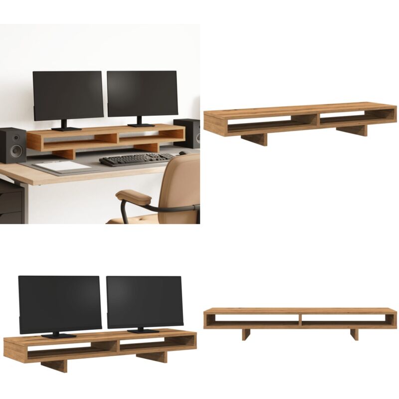Supporto per Monitor Rovere Artigianale 100x27x15 cm Truciolato - Supporto monitor - Monitor supporto