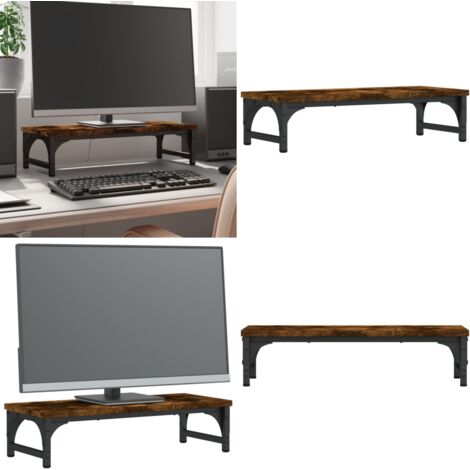 Supporto per Monitor Rovere Fumo 55x23x14 cm Legno Multistrato - Supporto per monitor - Monitor