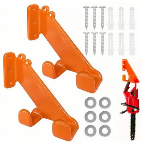 Supporto per motosega a 2 pezzi, supporto per decespugliatore a parete, gancio per riporre in garage, gancio a parete avvitabile, ganci a parete per motoseghe