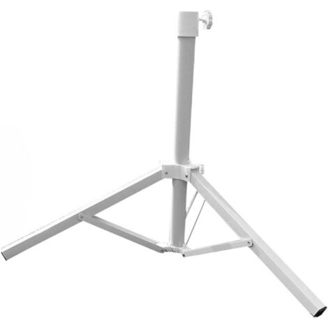 Supporto per ombrellone da spiaggia triangolare in ferro bianco, base di supporto pieghevole per spiaggia, giardino, campeggio, pesca, adatto per ombrelloni da 2 m (diametro del foro 3,2 cm)