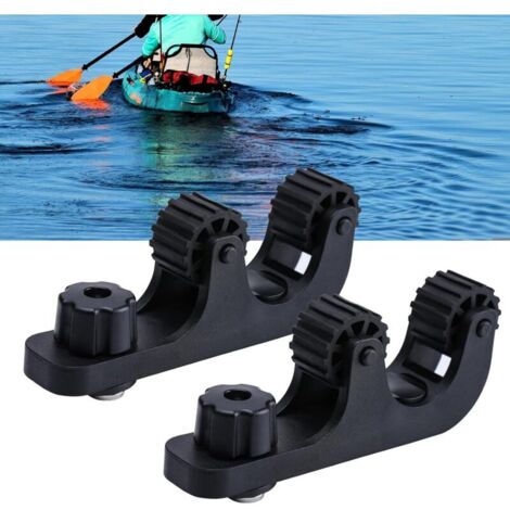 Supporto per pagaia per kayak offset, accessori per montaggio su binario per kayak, supporto per pagaia per kayak con filettatura lunga, bulloni, accessori per binario per kayak, confezione da 2, nero