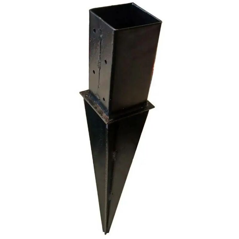 Supporto Per Palo 6x6 Cm In Acciaio Nero Per Terreno