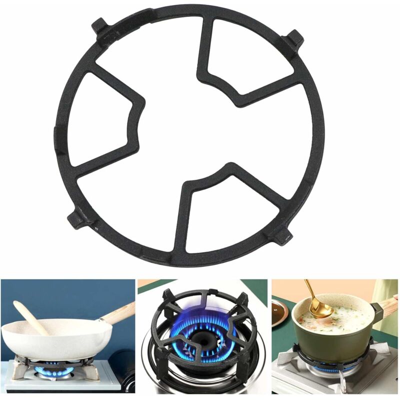 Supporto per piano cottura a gas - Griglia per casseruola rotonda in ghisa da 17,6 cm, adattatore per cottura a quattro/cinque griffe, piatto per
