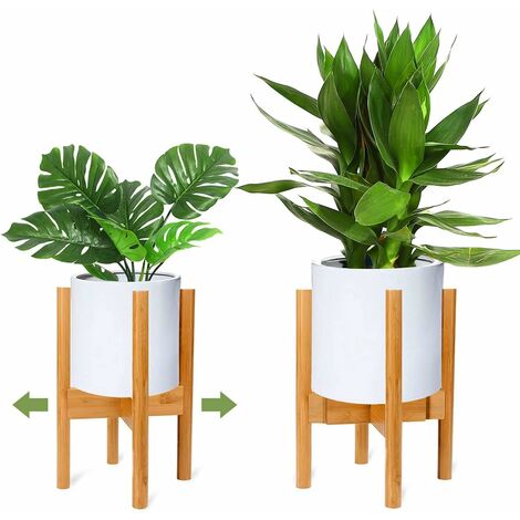 Supporto per piante, espositore per vasi da fiori in legno, supporto per piante in legno retrò Mid-Century, supporto in vaso per interni ed esterni, fioriera fino a 12 pollici, naturale (1 confezione)