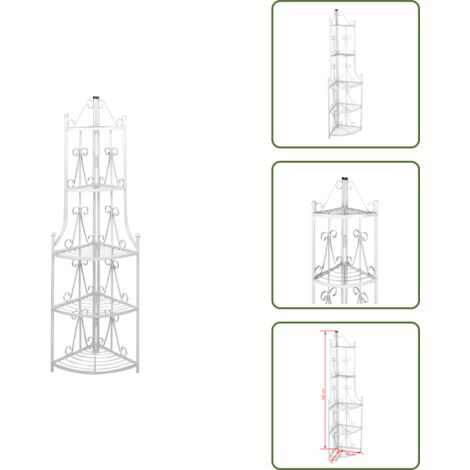 Supporto per piante in acciaio - vidaXL Supporto per Piante Porta Piante ad Angolo Bianco -