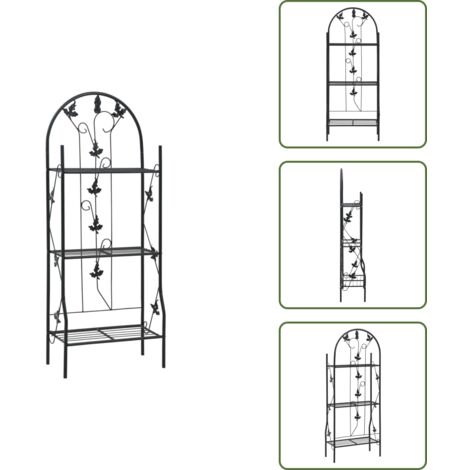 Supporto per piante in ferro - vidaXL Supporto per Piante a 3 Livelli Nero 52x28x128 cm in Ferro - Supporto per piante esterni