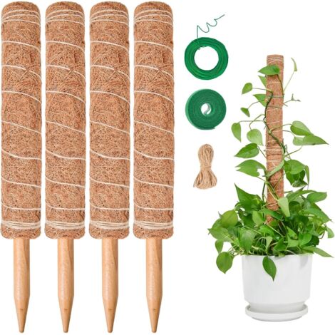 Supporto per piante Monstera, 4 pezzi da 40 cm in fibra di cocco, palo totemico per piante rampicanti e vasi da giardino