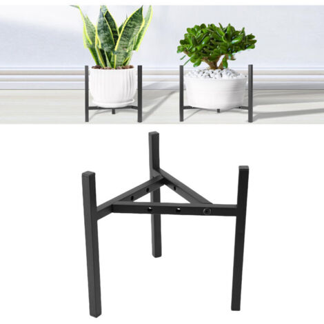 Supporto per piante nero, stile metà secolo, larghezza regolabile, portavaso in metallo resistente per balcone e soggiorno