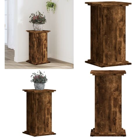 Supporto per Piante Rovere Fumo 33x33x60 cm Legno Multistrato - Supporto per vasi - Supporto in legno