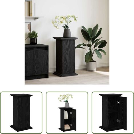 Supporto per piante -  Supporto di esposizione con porta Rovere Nero 31 x 30 x 60 cm