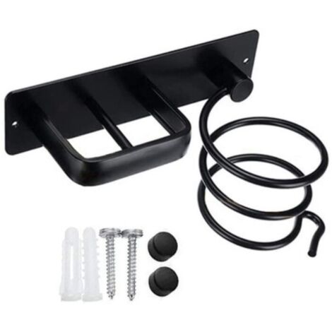 Supporto per piastra per capelli TTIO, supporto per asciugacapelli con gestione dei cavi, supporto da parete in metallo per spazzole, organizer (nero)