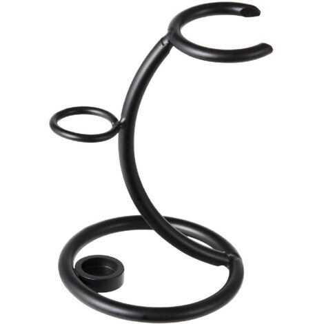 Supporto per rasoio e pennello da barba in metallo, porta rasoio resistente, kit di strumenti da barba professionale, design curvo 2 in 1 per uomo, per casa e viaggio (nero)