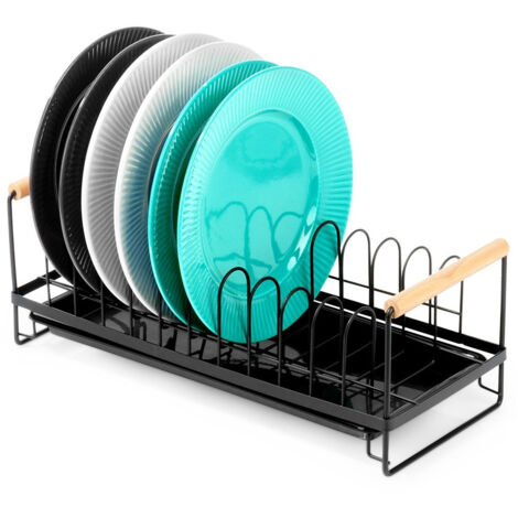 Supporto per scolapiatti con coperchio in metallo nero