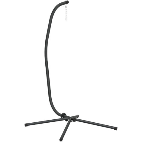 Supporto per sedia sospesa, supporto per sedile sospeso, struttura a C, carico massimo 150 kg, 128 x 105 x 205 cm, nero