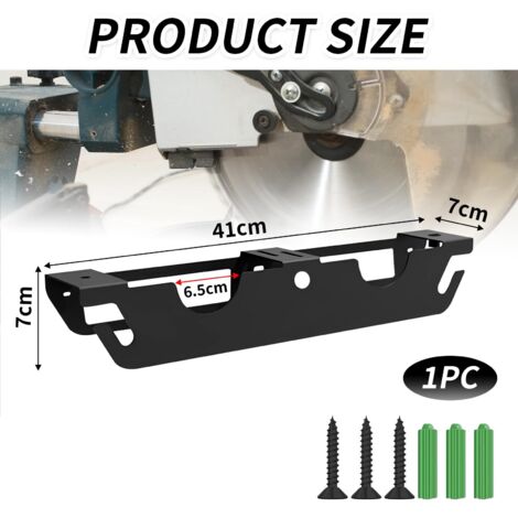 Supporto per smerigliatrice angolare, ripiano portaoggetti per smerigliatrice angolare con 2 scomparti, supporto per smerigliatrice angolare da parete con sospensione del cavo e portadisco, scomparto 