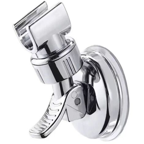 Supporto per soffione doccia a ventosa, girevole a 360°, regolabile e rimovibile, ideale per bagni di hotel, non richiede forature (argento)