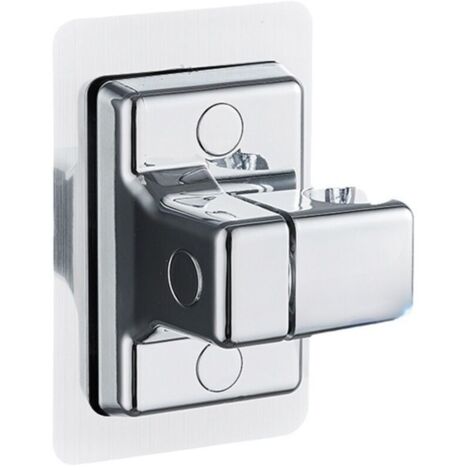 Supporto per soffione doccia KZQ, montaggio a parete, regolabile, adesivo forte per bagno, senza fori, impermeabile (argento)