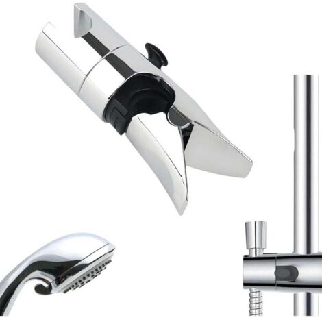 Supporto per soffione doccia, senza foratura, per aste doccia con diametro esterno 18-25 mm, regolabile a 360°, argento