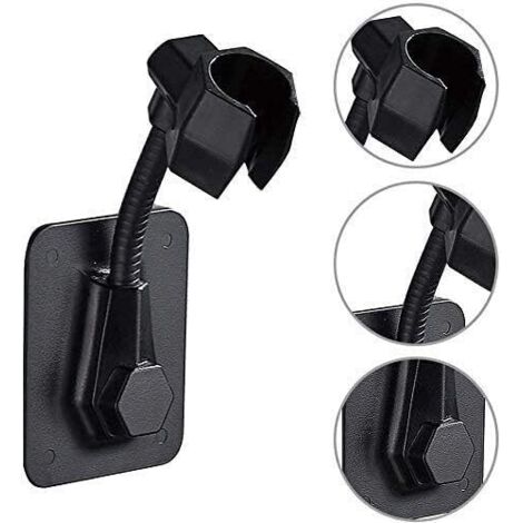Supporto per soffione doccia, supporto per soffione doccia regolabile a parete, supporto per soffione doccia, supporto adesivo in plastica ABS per montaggio a parete senza foratura (nero)