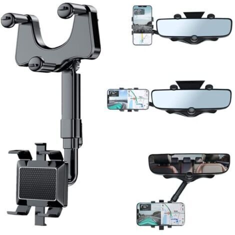 Supporto per specchio laterale, Supporto per smartphone in auto, Compatibile con smartphone da 3 a 7 pollici