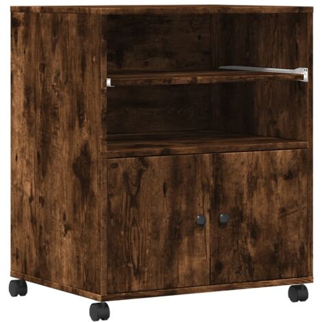 Supporto per Stampante con Ruote Rovere Fumo 60x48x74 cm vidaXL