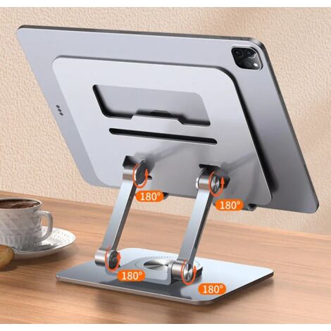 Supporto per tablet in lega di alluminio, girevole a 360°.